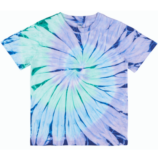 Earth Positive Children's T-shirt - Tie Dye Blue Green - 2XL