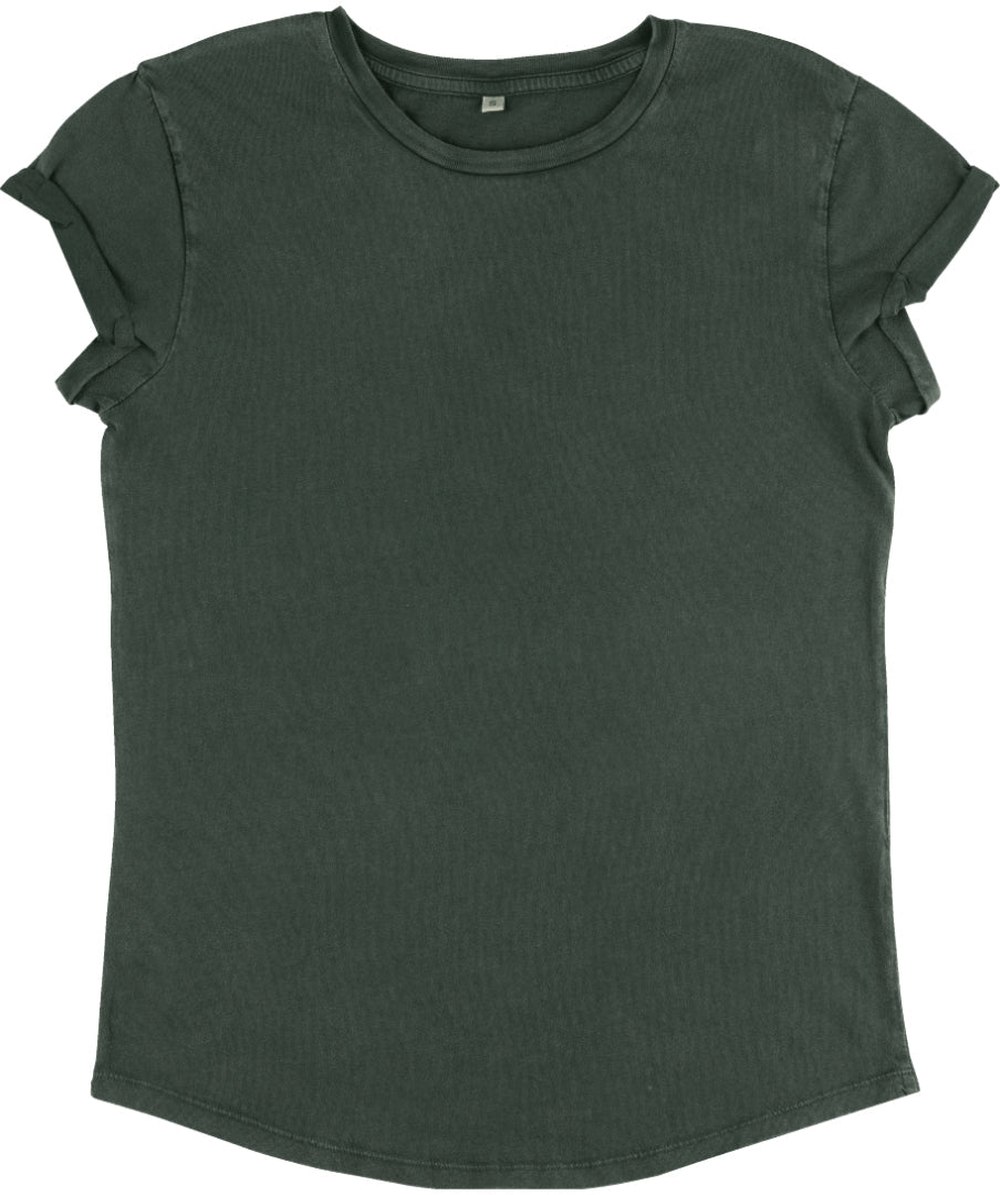 Earth Positive Women's Rolled Sleeve T-shirt - Stone Washed Green - M