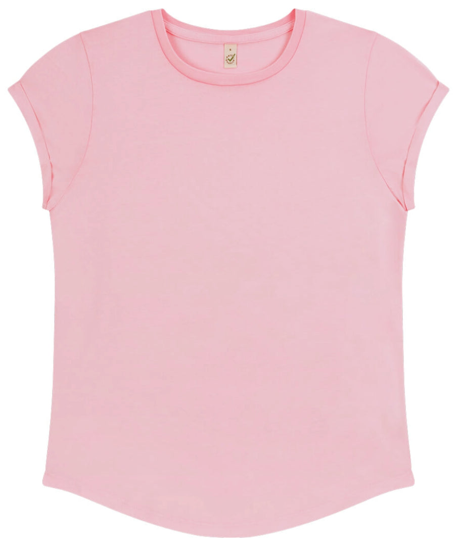 Earth Positive Women's Rolled Sleeve T-shirt - Stone Washed Pink - XL