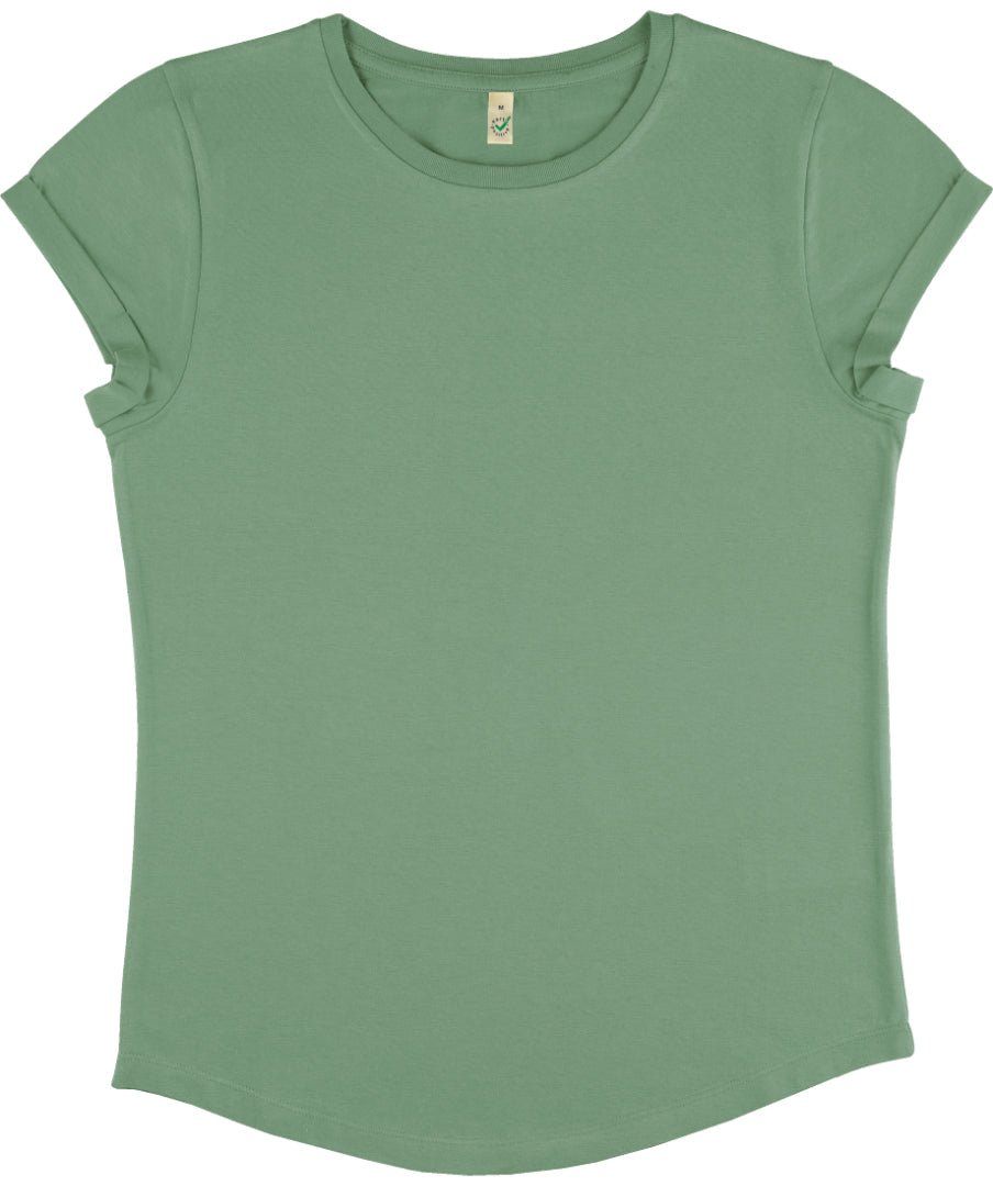 Earth Positive Women's Rolled Sleeve T-shirt - Stone Washed Sage Green - XL