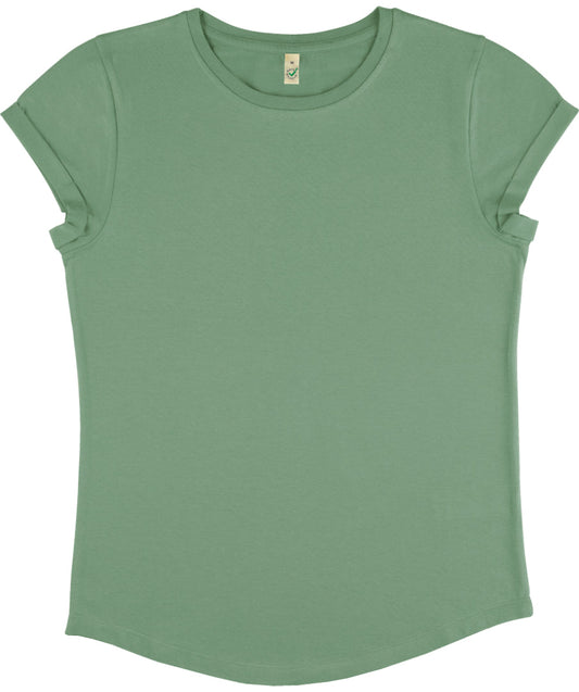 Earth Positive Women's Rolled Sleeve T-shirt - Stone Washed Sage Green - 2XL