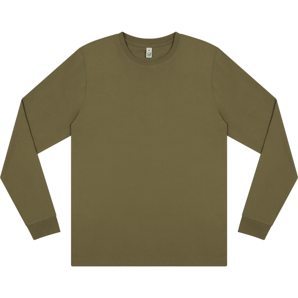 Earth Positive Premium Long Sleeve T-shirt - Faded Khaki - M