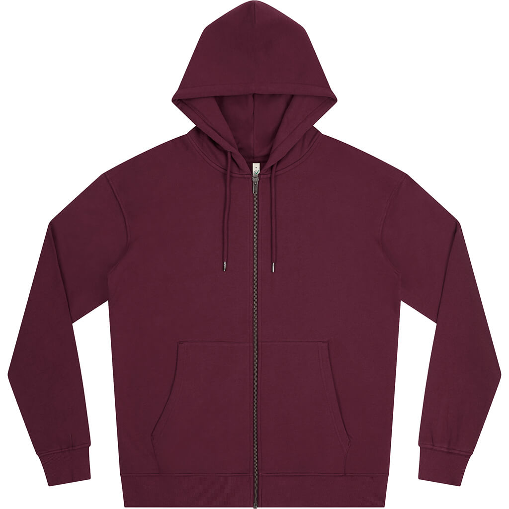 Earth Positive Zip-up Hoodie - Burgundy - S