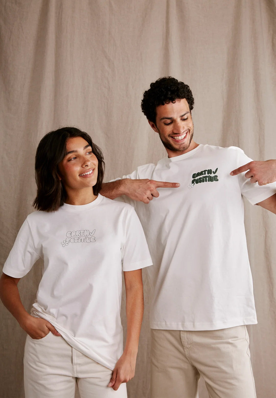 Models wearing Earth Positive Sustainable T-Shirts